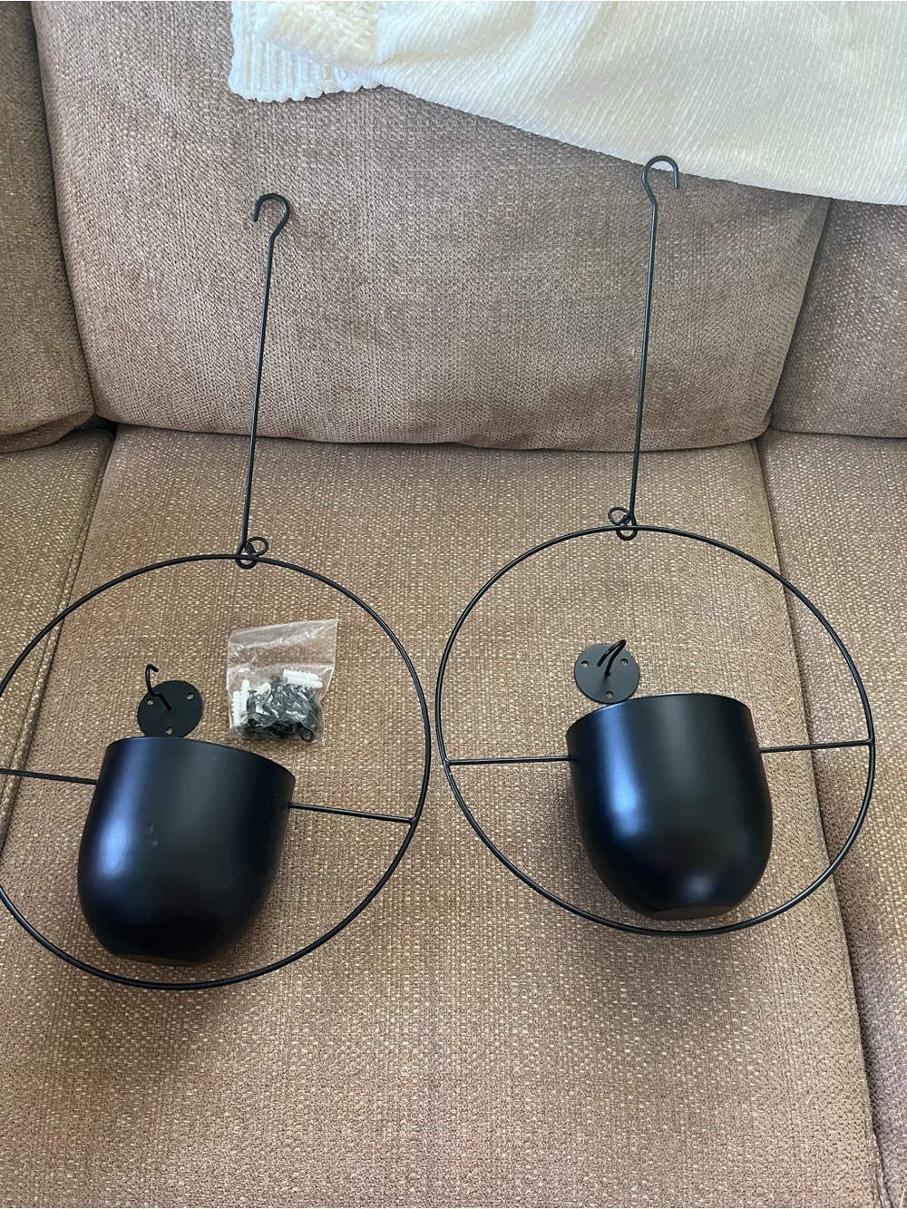 Black Hanging Wall Planter Pair - Modern Metal Wall Decor
